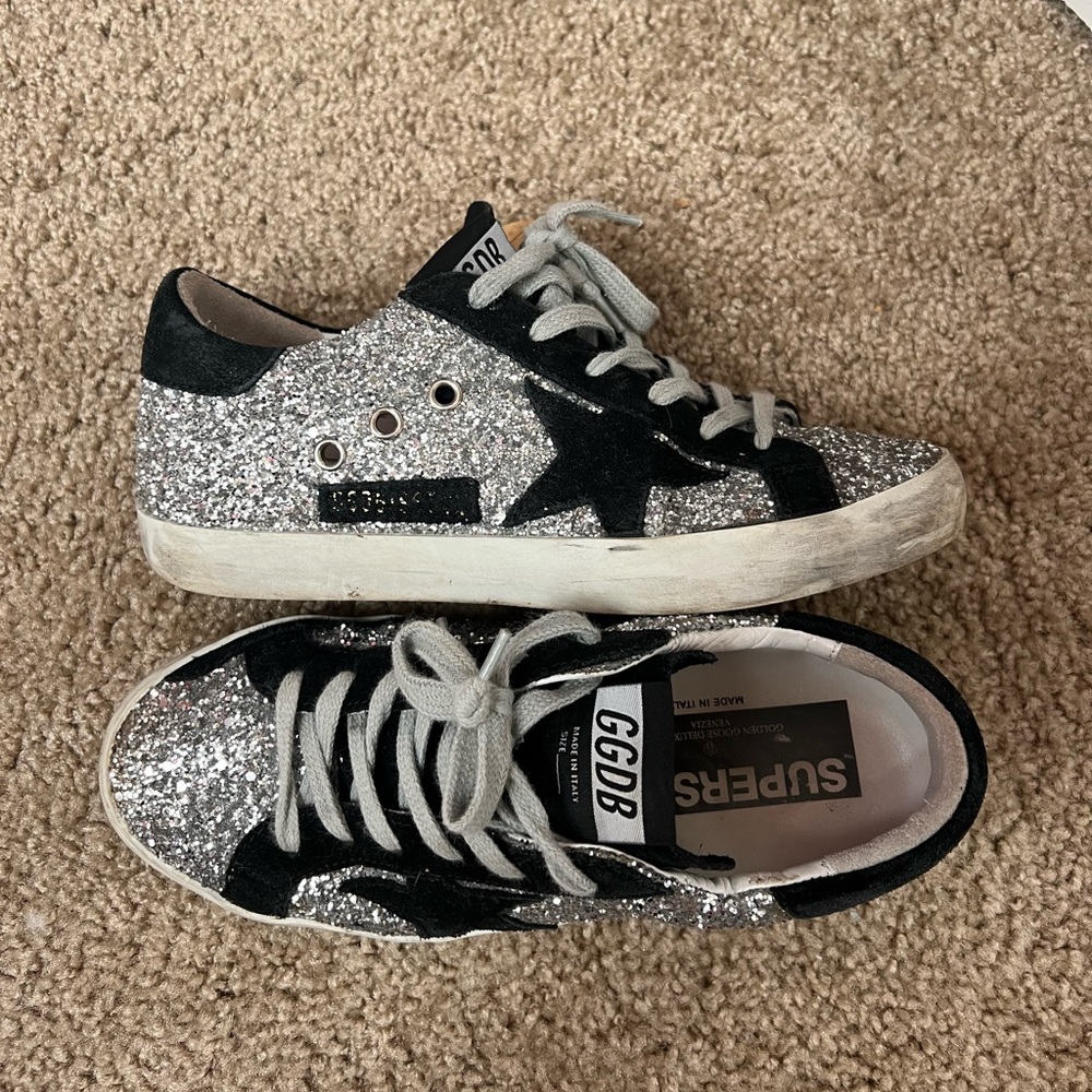 Golden Goose Deluxe Brand New Silver Sneakers